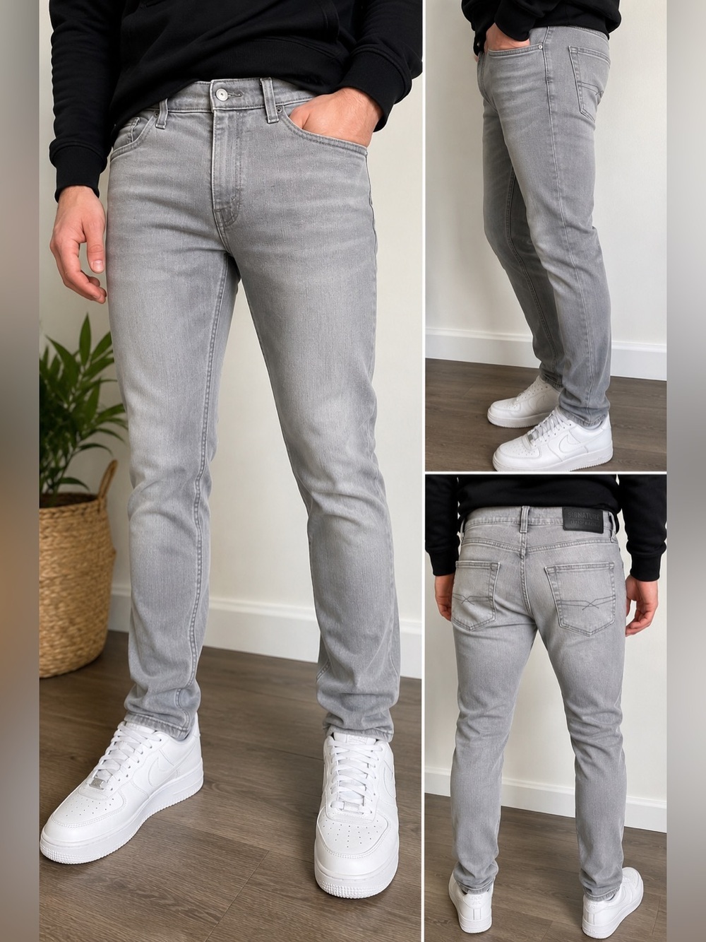 Levi Strauss Signature Slim Grey Wash Jeans Men’s 32x32 Stretch Denim